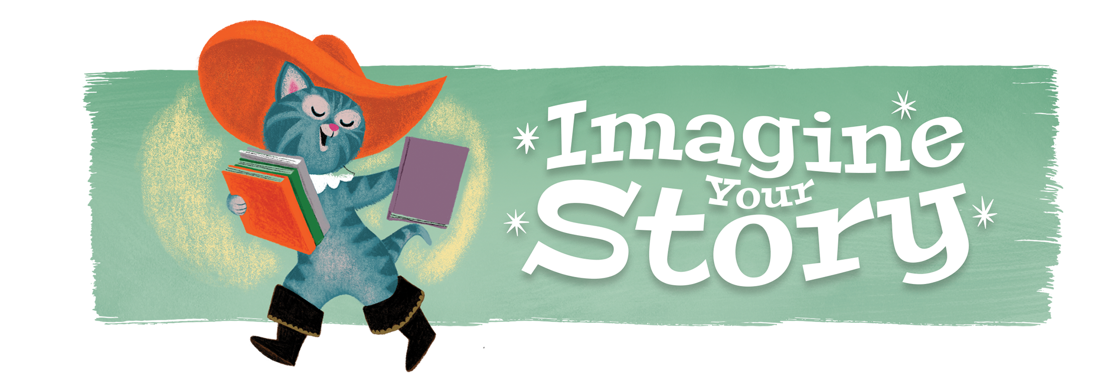Imagine Your Story banner with Puss in Boots.