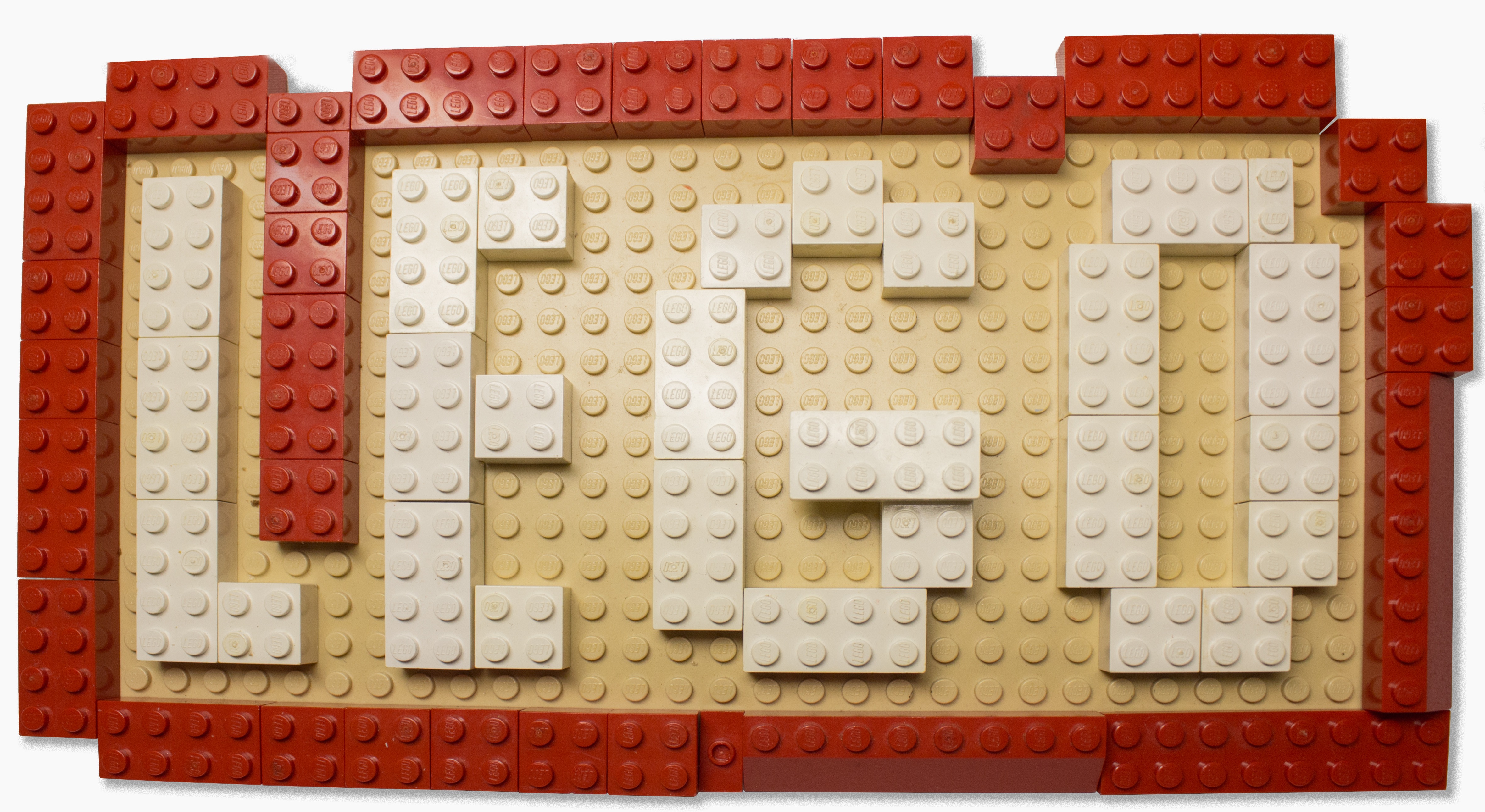 The word LEGO spelled out in Legos.