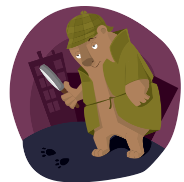 Illustration of a bear dressed as a detective.