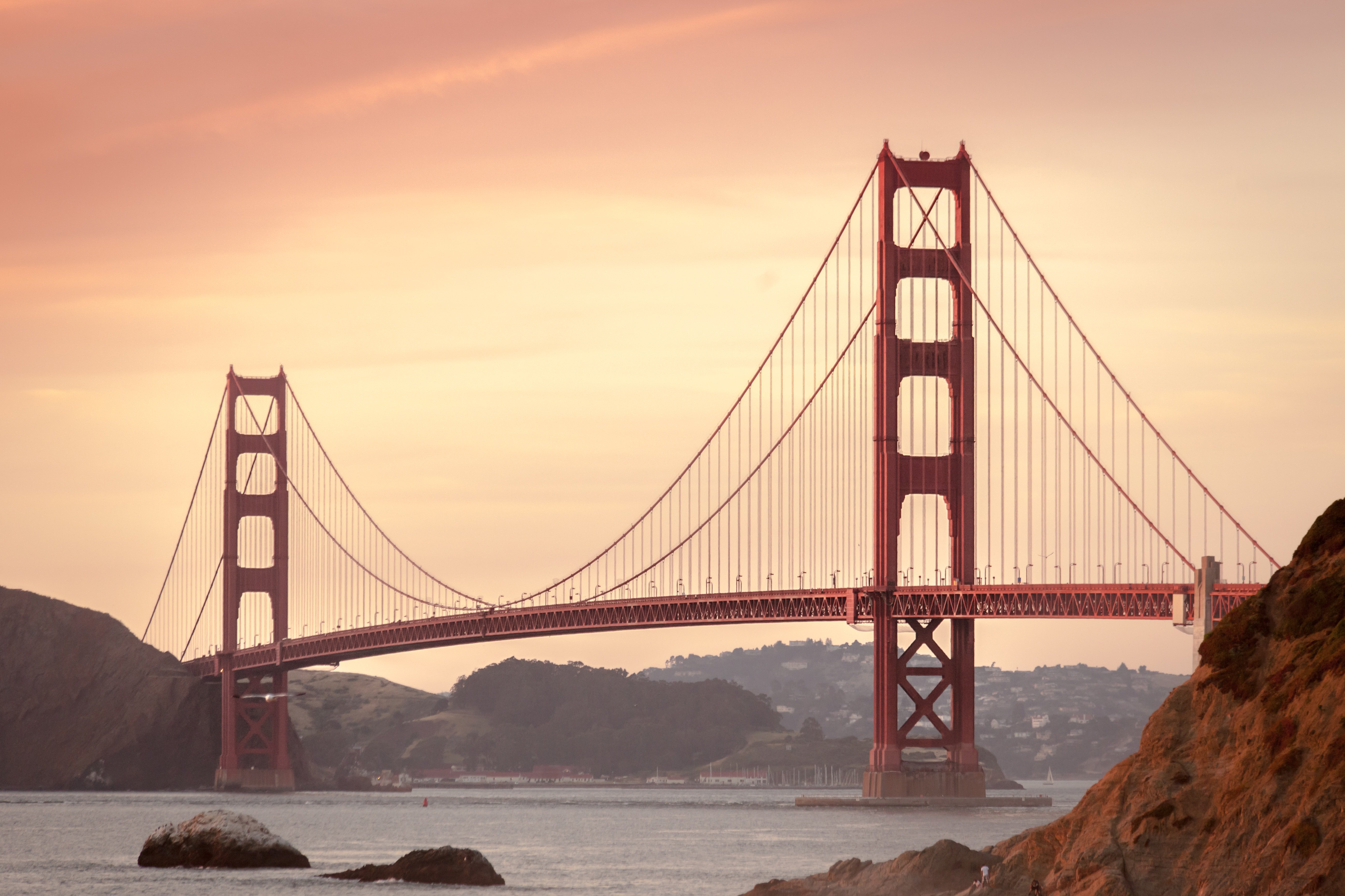 Photograph of the Golden Gate Bridge.