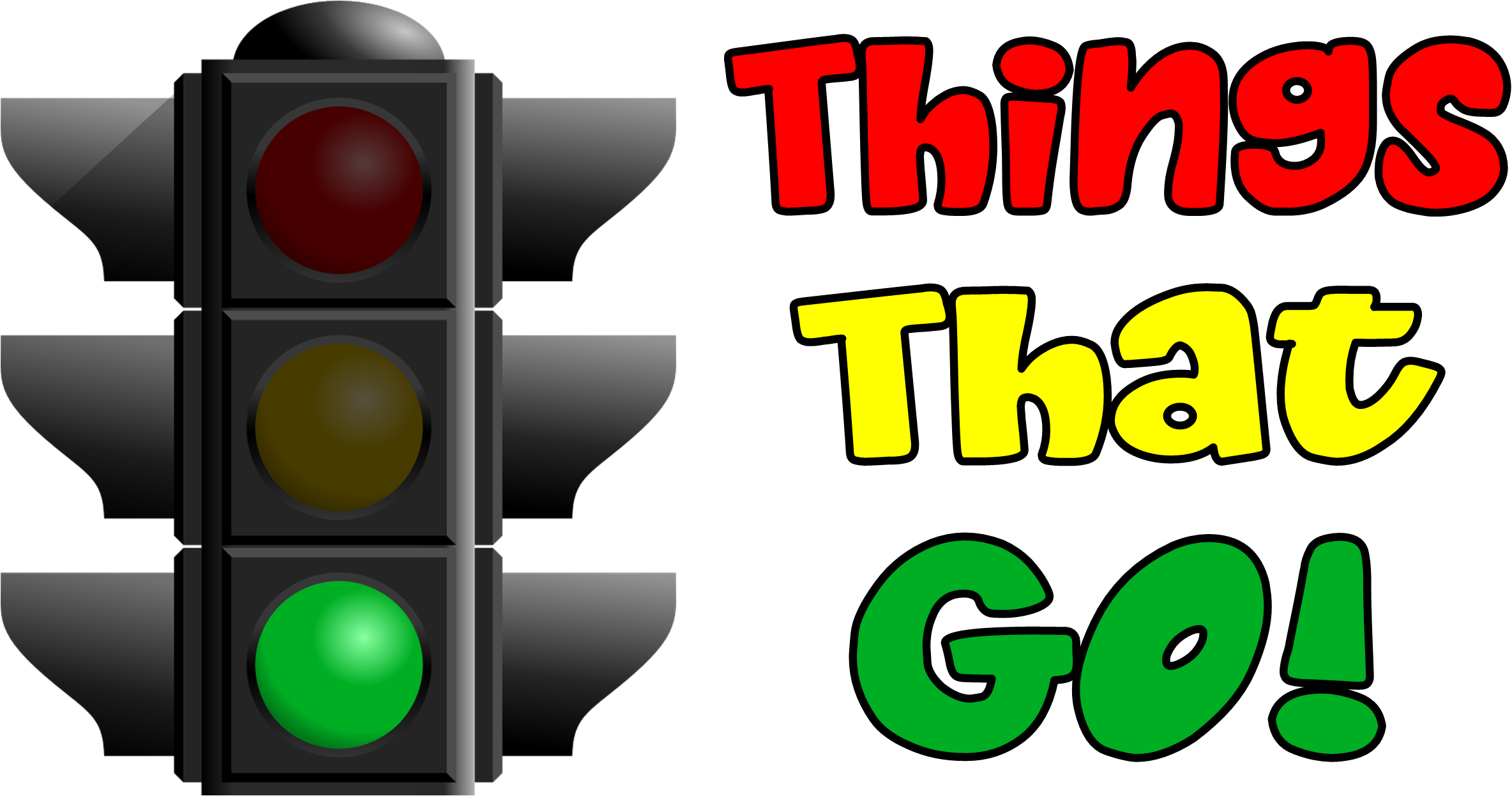 The words Things That GO! to the right of an illustration of a traffic light set to green.