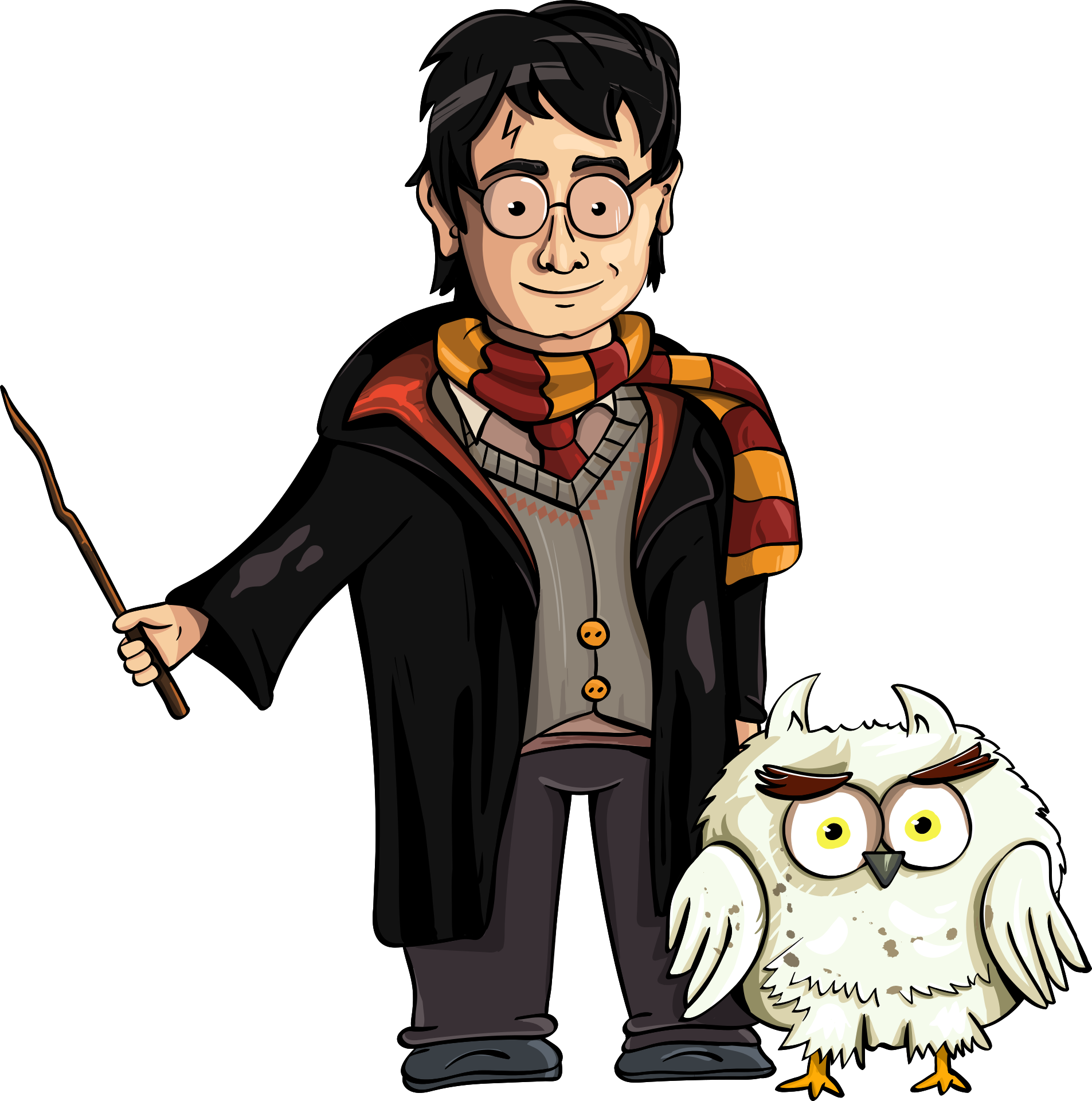 Harry Potter and hedgwig illustration.