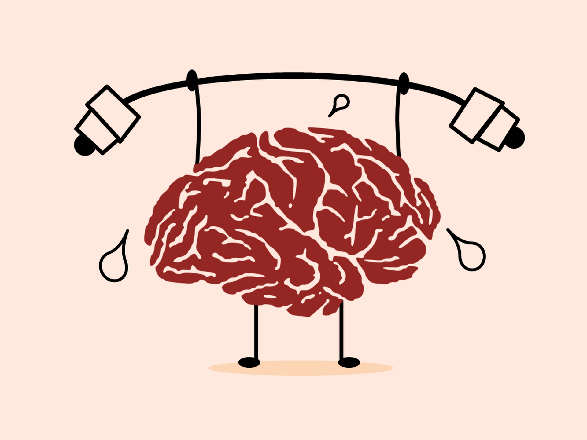 Illustration of a brain lifting weights.