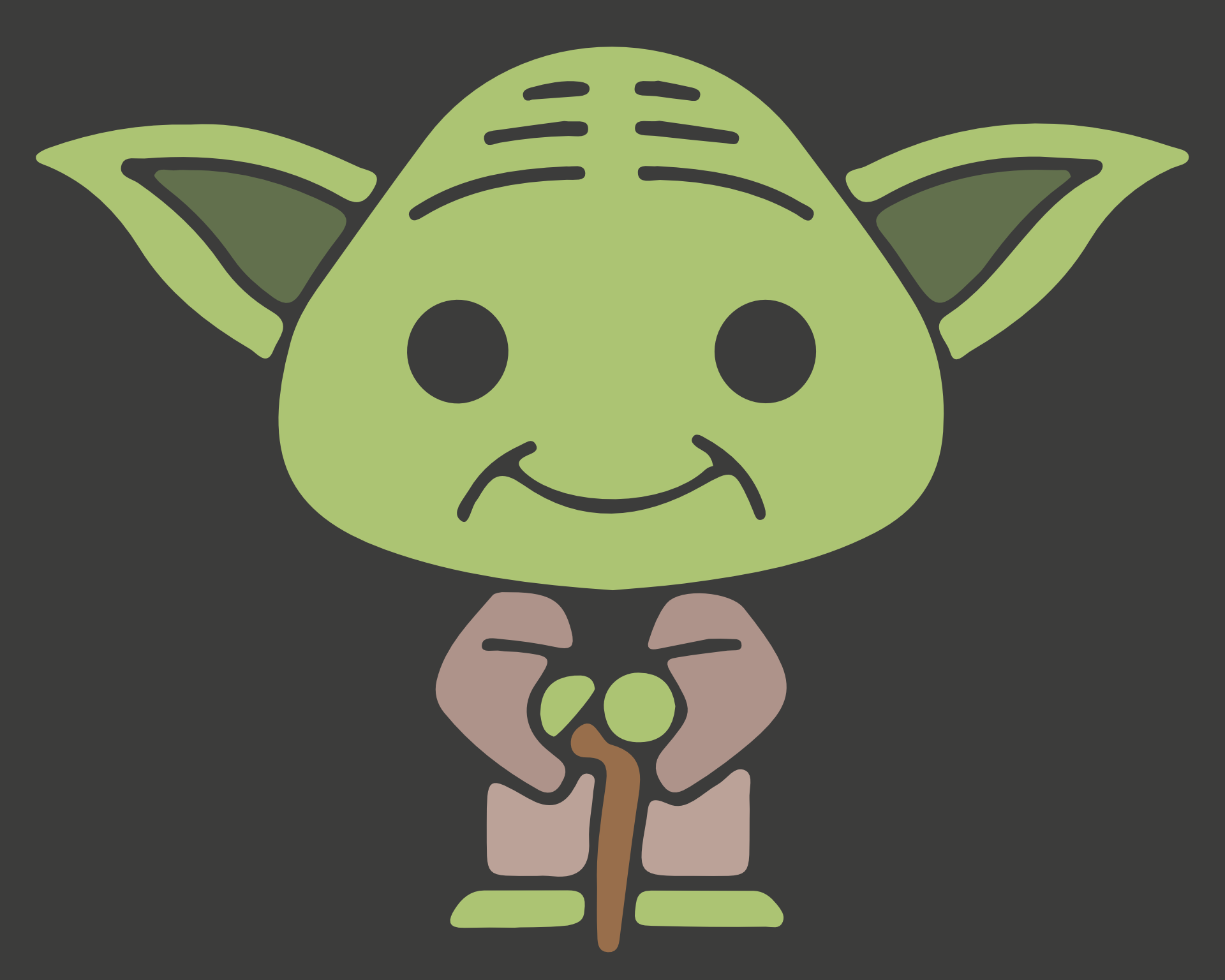 Yoda illustration on a gray background.