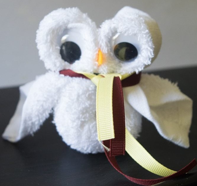Hedwig made from a washcloth