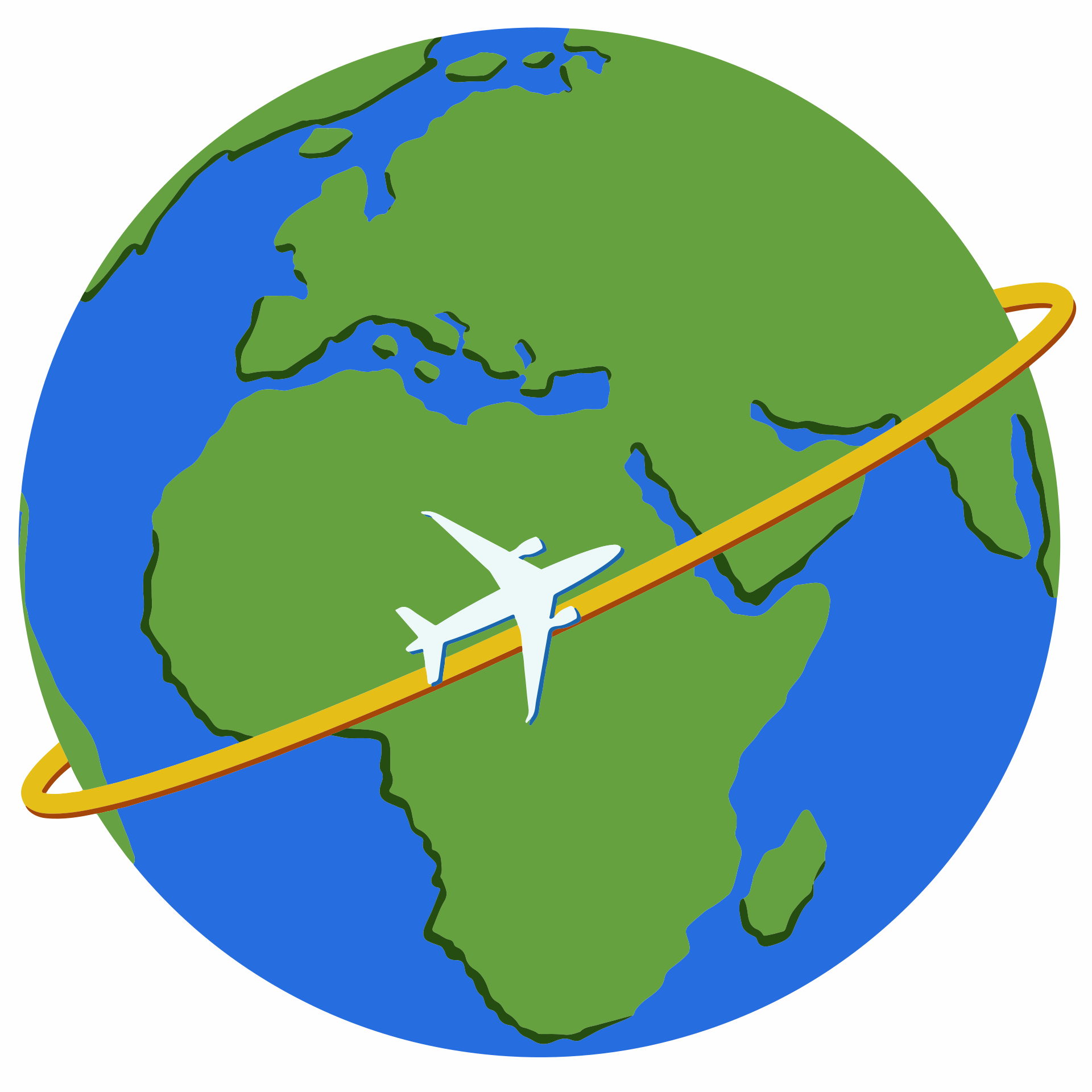Illustration of the earth with a plane going around it.