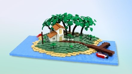 An island made out of legos.