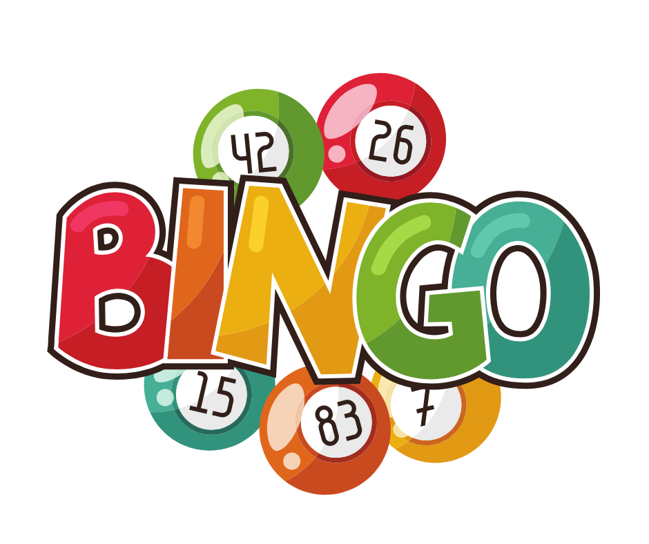 Illustration of brightly colored letters spelling out BINGO and Bingo balls.