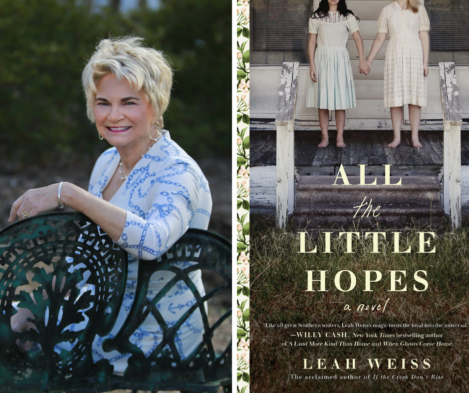 Photo of author Leah Weiss next to her book All the Little Hopes.