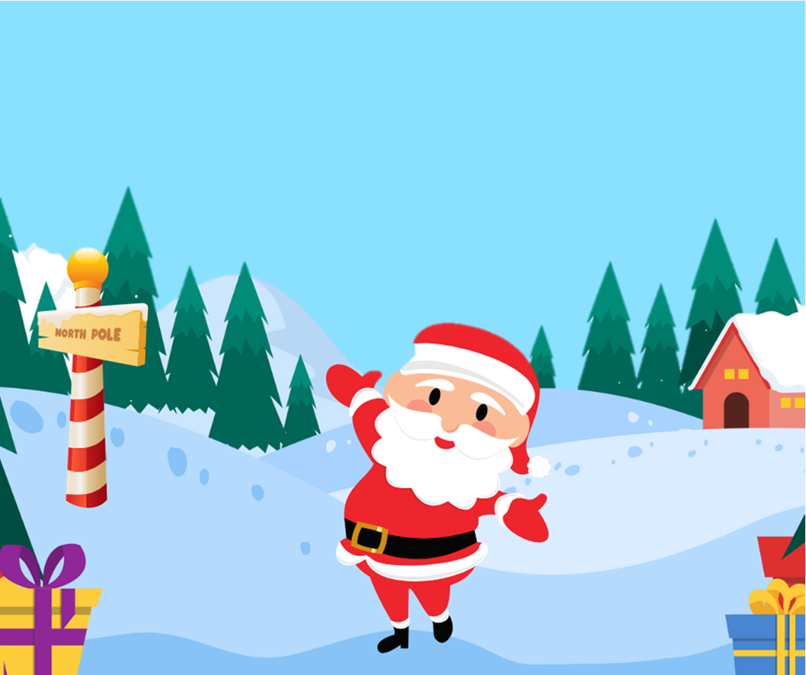 Illustration of Santa at the North Pole