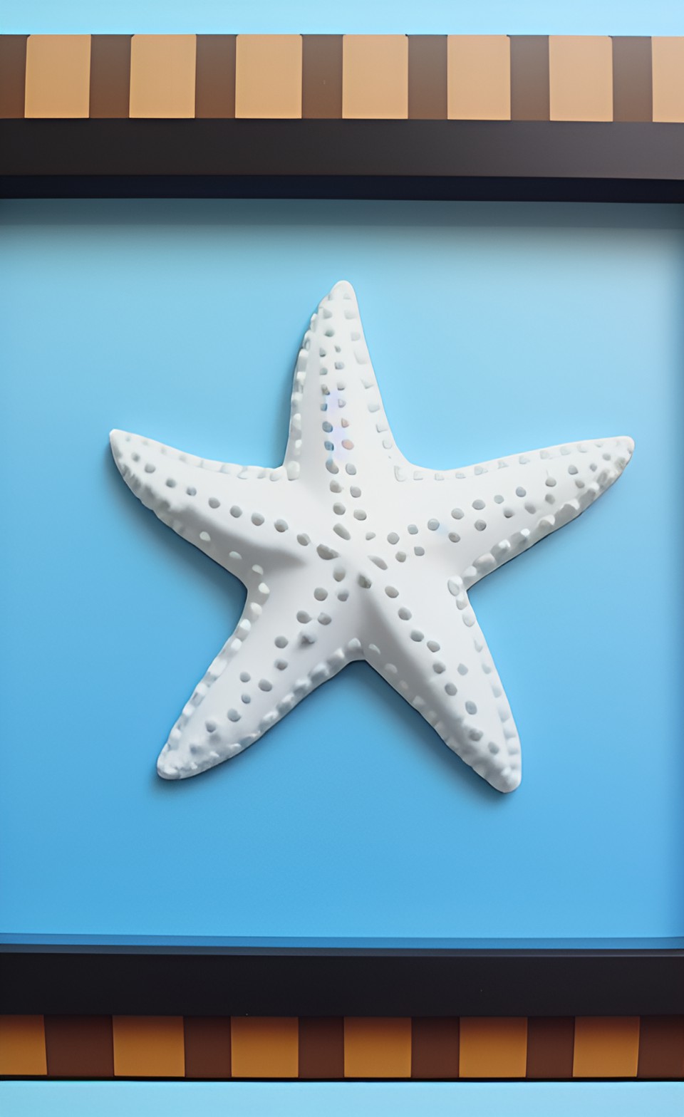 AI image of a clay starfish in a frame.