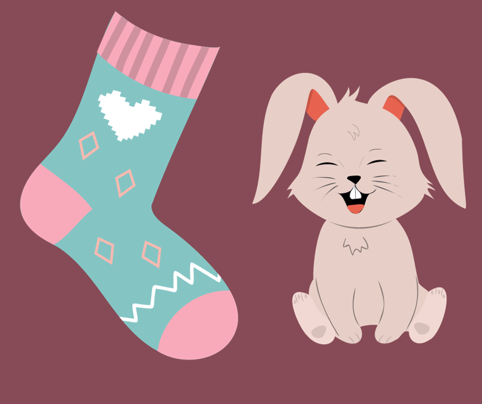 Illustration of a sock and a bunny