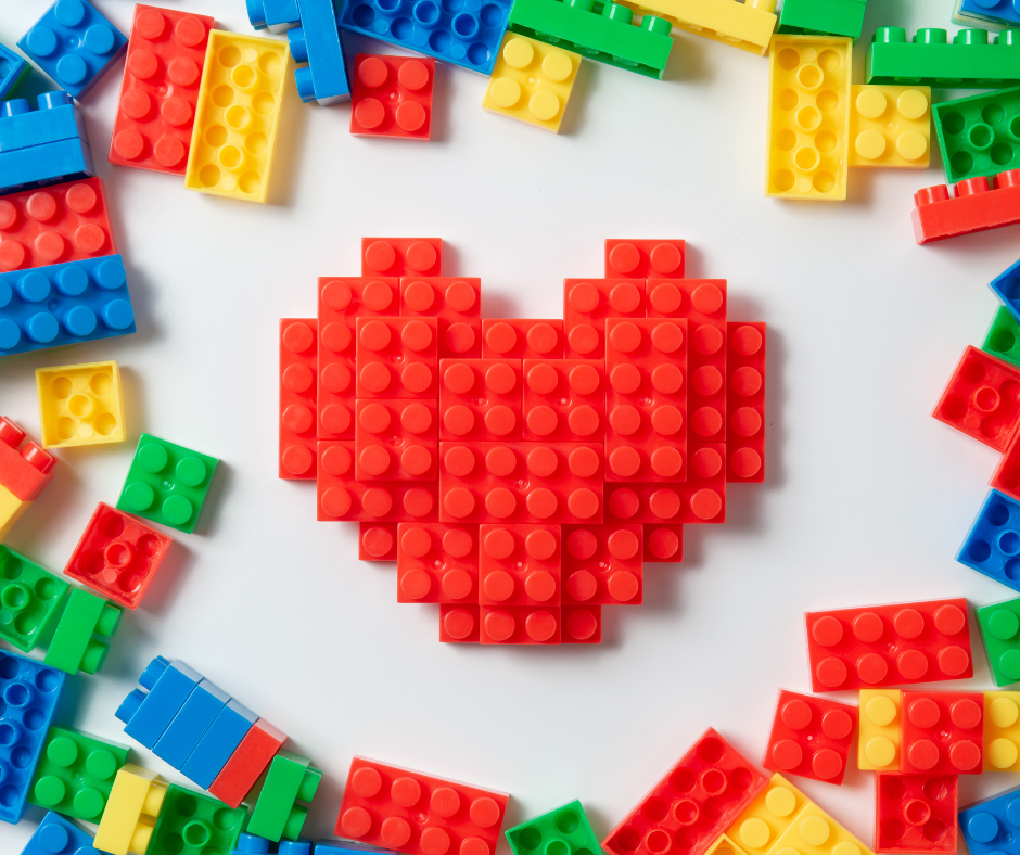 Legos surrounding a lego heart