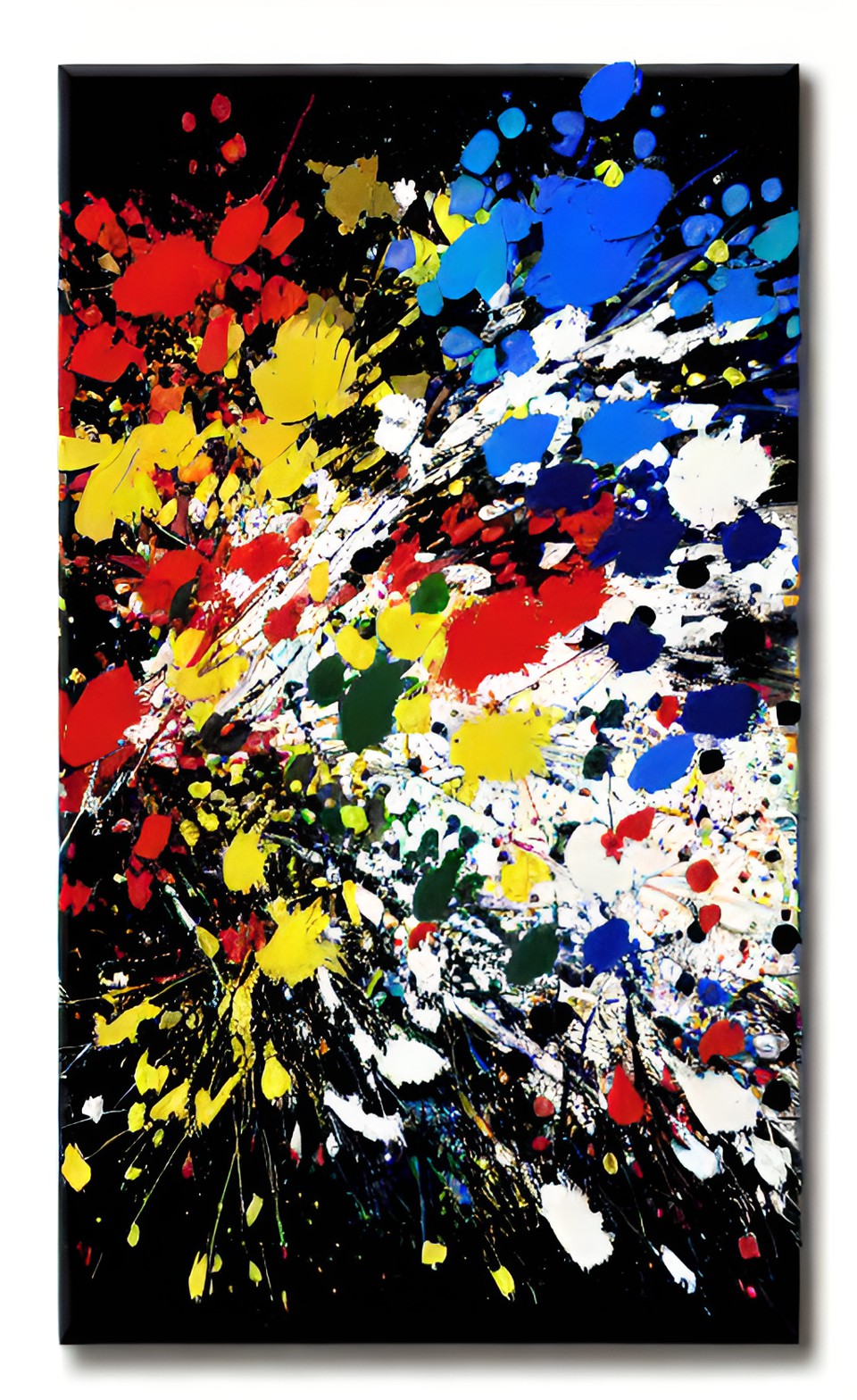 Jackson Pollock like splatter painting on canvas.