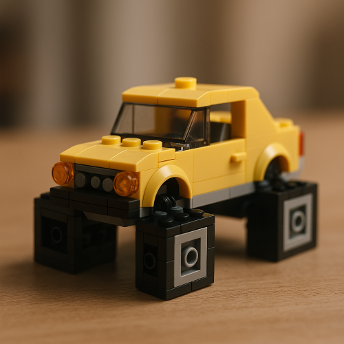 Lego car with square wheels