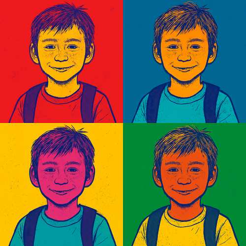 Andy Warhol style image of a young boy