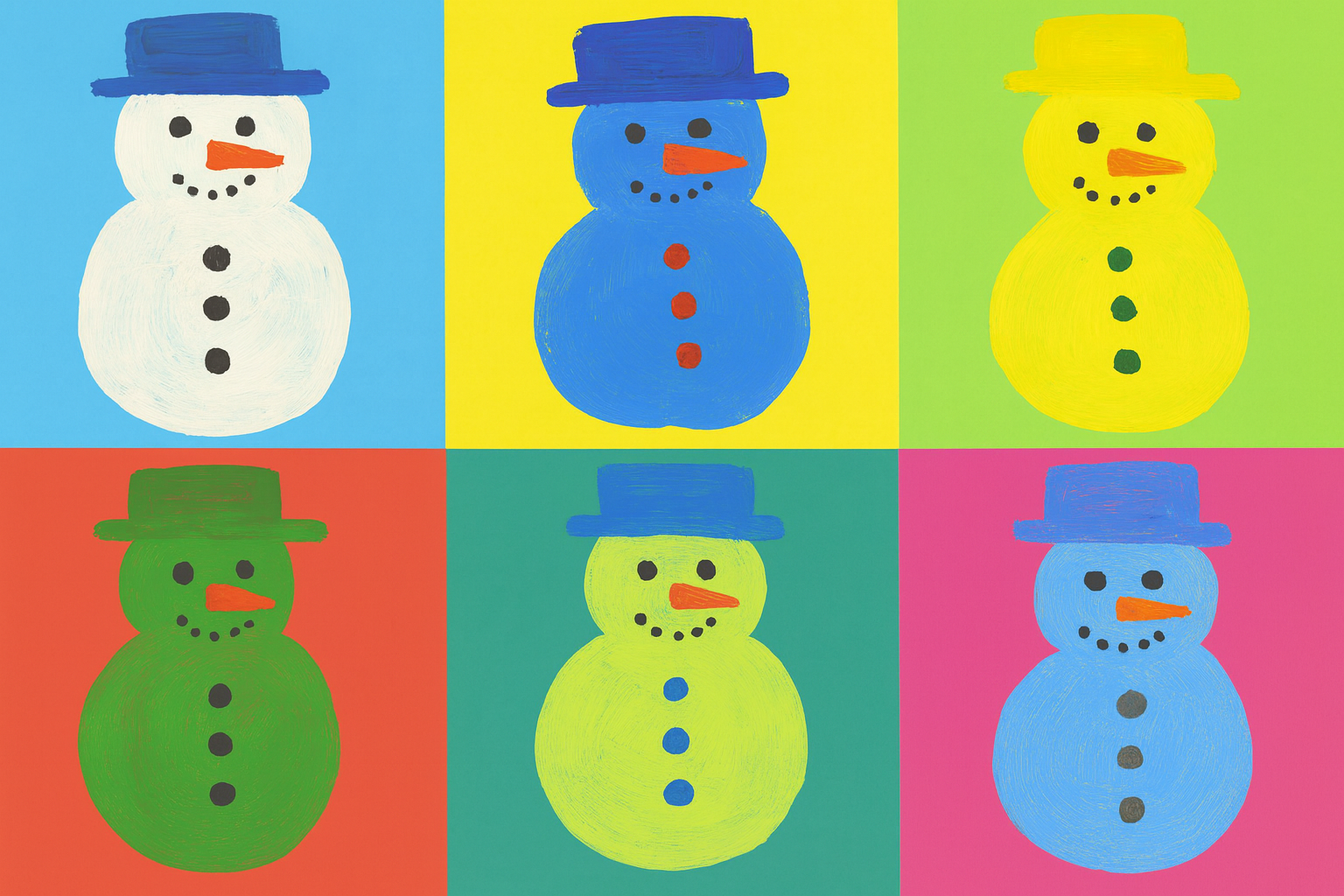 Pop Art Snowmen Painting