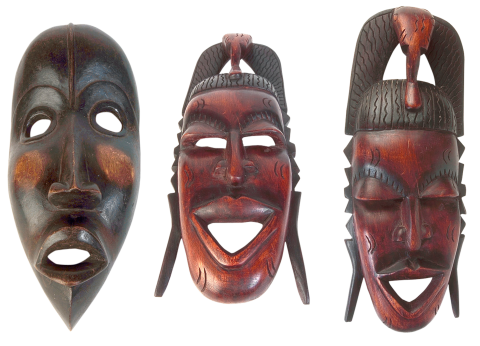 3 wooden African Masks.