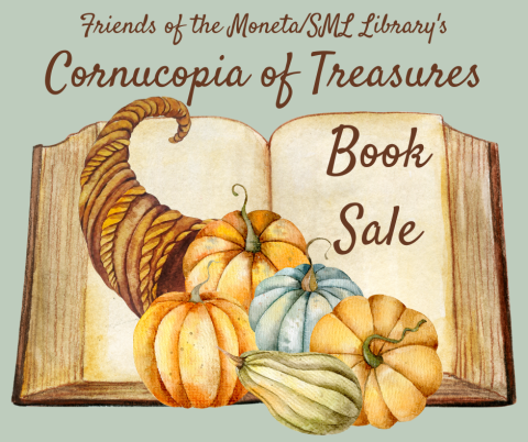 Watercolor Cornucopia and gourds on a book with wording around it. 