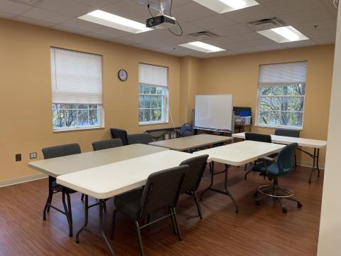 Photo of STEM lab showing table and chair setup