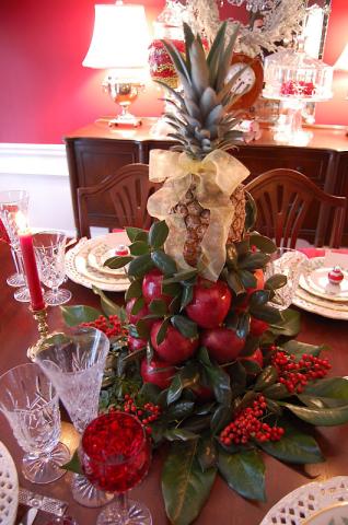 Example of an Apple Tree Cone Holiday Centerpiece.