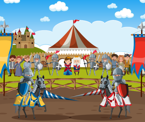Illustration of a jousting tournament.