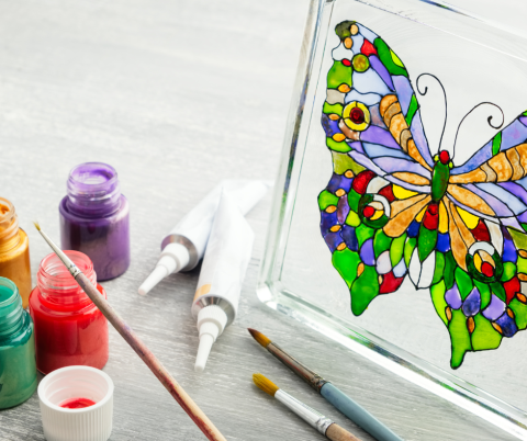 Butterfly painted on glass