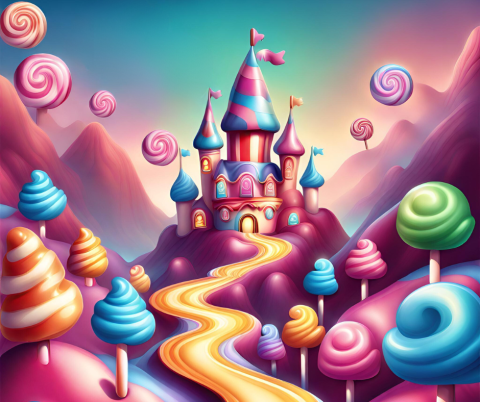 Illustration of a candy castle