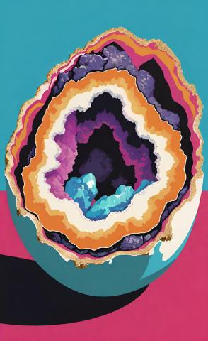 AI illustration of a geode in an egg shell.