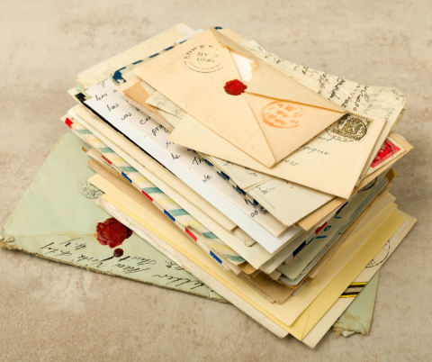 Stack of old envelopes and letters