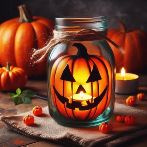 Jack-O-Lantern luminary jar.