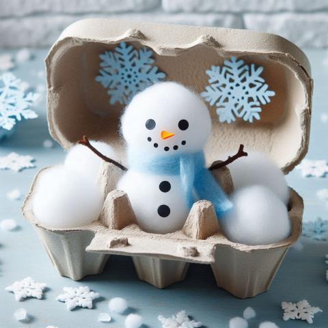 AI generated snow man egg carton craft