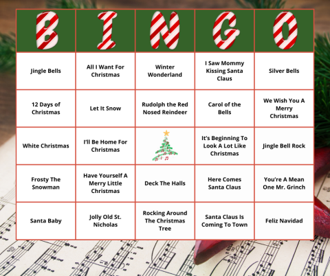 Christmas Song BINGO Card