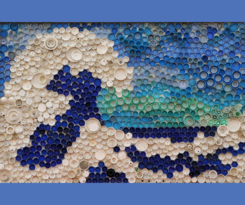 Copy of The Wave art piece made out of bottlecaps