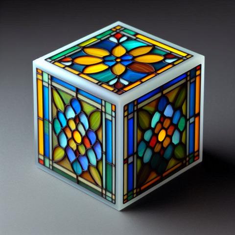 Faux stained glass box AI.