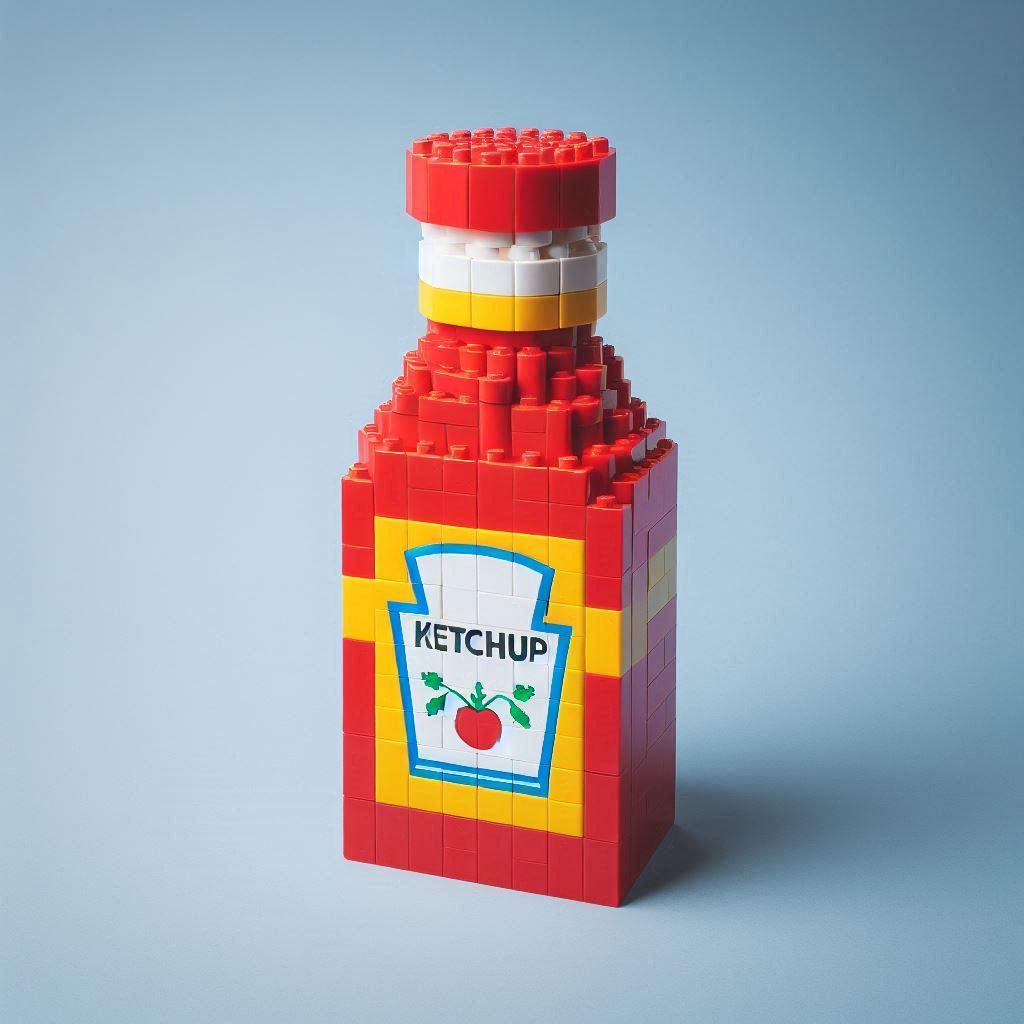 Bottle of Ketchup made out of Legos