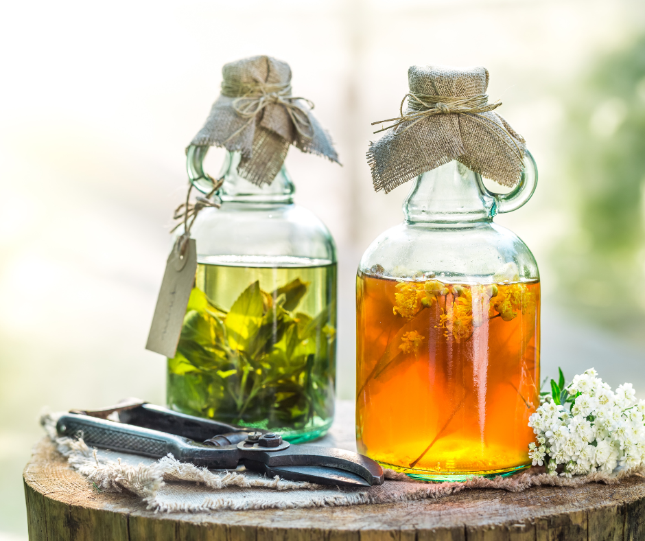 Tinctures in glass jars