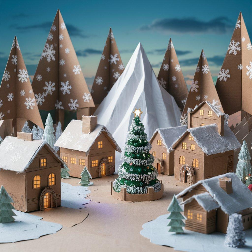 AI generated cardboard Christmas Village