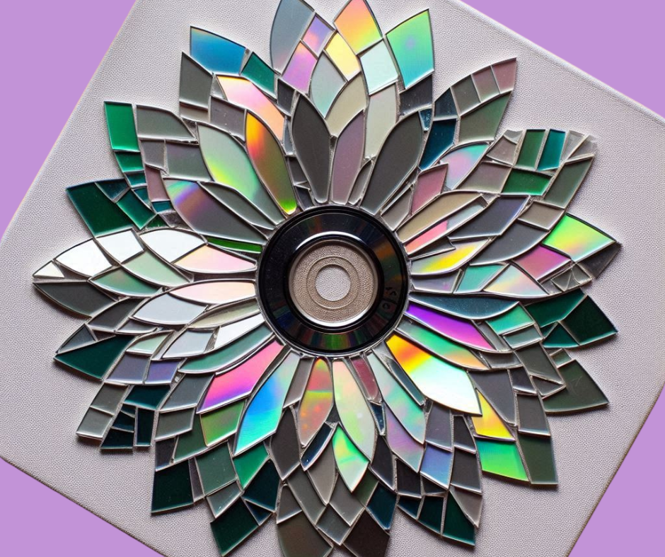 AI Flower Mosaic made with a CD