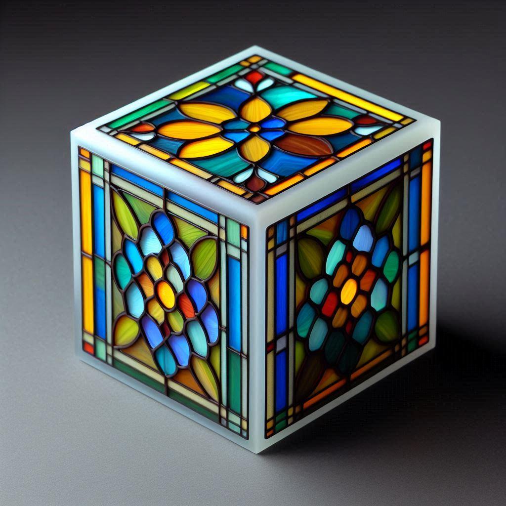 Faux stained glass box AI.